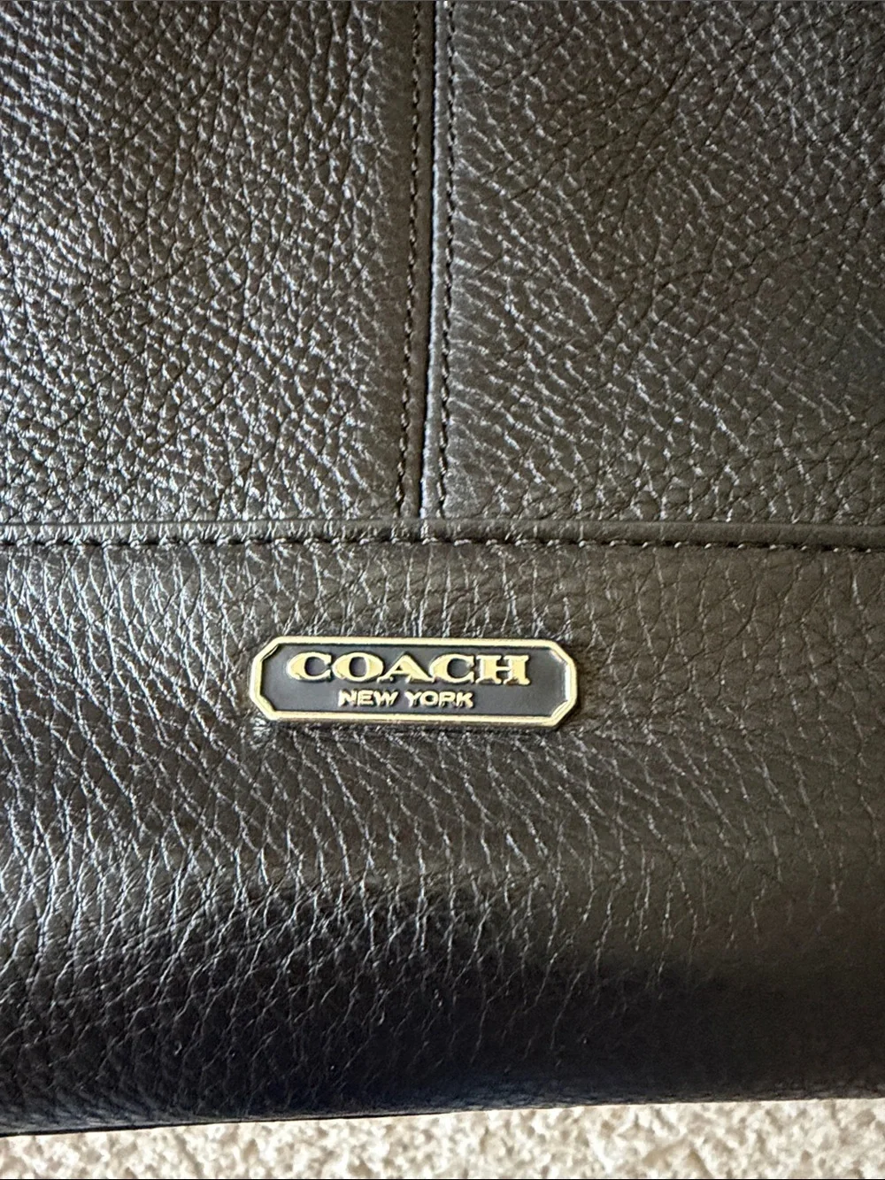 Coach Black Pebbled Leather Shoulder Tote